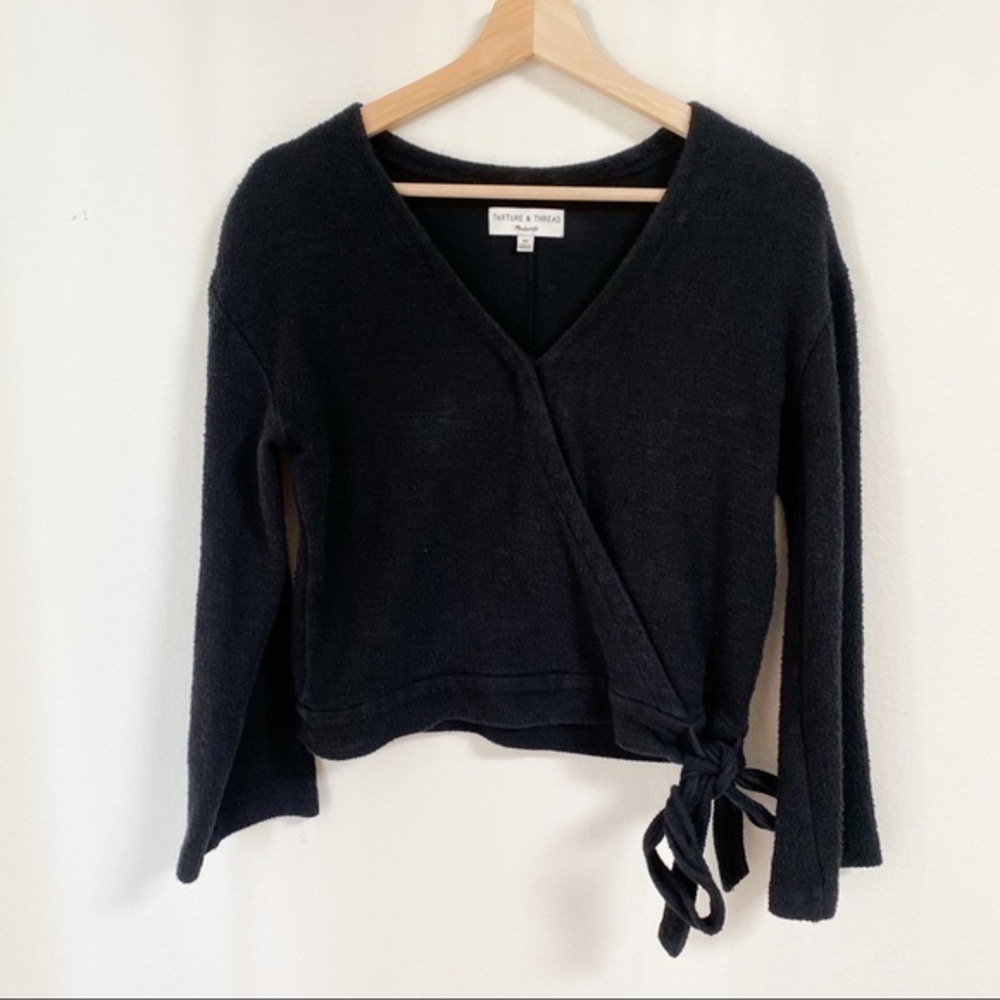 Madewell texture and thread long sleeve wrap style blouse top